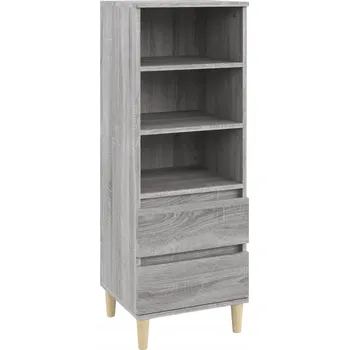 Komoda Boční skříňka z eukalyptového dřeva, 3 police, 2 zásuvky, šedý dub Sono