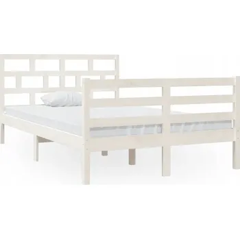 Postel Bílý rám postele z masivního borovicového dřeva 120 x 200 cm, 205,5 x 126 x 100