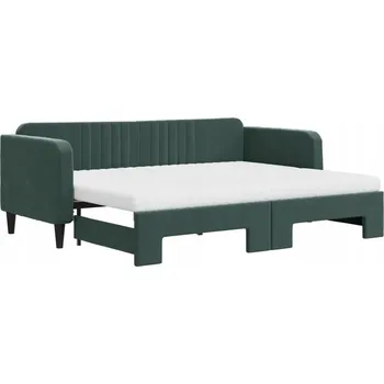 Pohovka Rozkládací pohovka s funkcí spaní, tmavě zelená, 223 x 90 x 75 cm