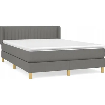 Postel Kontinentální postel 193x147x78/88 cm, tmavě šedá, s matrací 140x190x20 cm