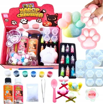 Obraz Sada na na výrobů mačkacích antistresorů Kočičí Tlapka, guma/plast, Věk 3+