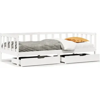 Pohovka Rozkládací postel-pohovka se zásuvkami, bílá, 203,5 x 97,5 x 66 cm