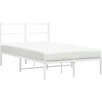 Postel Bílý rám postele kovový 196 x 125 x 90 cm s čelem