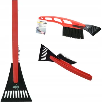 Autoškrabka Škrabka na led a kartáč na sníh 2v1 DUNLOP 31 CM Červená - odstraňovač sněhu a ledu z oken