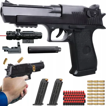 Dětská zbraň Desert Eagle PISTOLE NA ŠIPKY NÁBOJE PĚNOVÉ EVA STŘELA NÁBOJNICE TLUMIČ