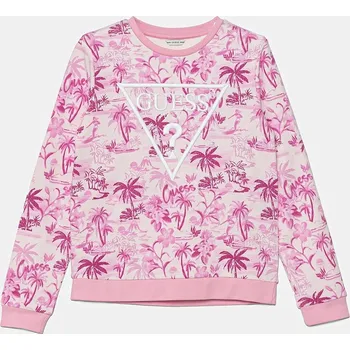 Chlapecké oblečení Dětská bavlněná mikina Guess růžová barva, vzorovaná, J5GQ01 KA6R4 J5GQ01.KA6R4.PPYA 43X, vel. 167