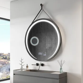 Zrcadlo Závěsné kulaté zrcadlo s osvětlením LED L98