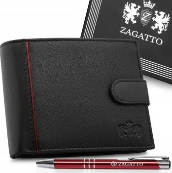 Peněženka Pánská kožená peněženka černá horizontální z pravé kůže s RFID ochranou Zagatto