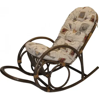 Ratanové houpací křeslo Jenaira hnědé polstr motiv srdce love