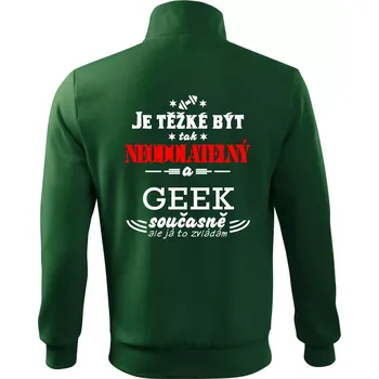 Pánská mikina Je těžké být neodolatelný geek - Mikina bez kapuce Adventure - M ( Lahvově zelená )