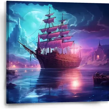 Obraz Sablio Obraz Magická plachetnice pod měsícem - 50x50 cm