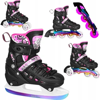 Kolečkové brusle Brusle 2v1 4v1 Kolečkové Brusle Rekreační Brusle Na Led Nastavitelné Kolečkové Brusle LED 39-42 NILS