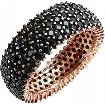 Prsten Zlatý prsten prstýnek s černými zirkony, černé drápky, Ryzost 925