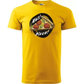 Pánské tričko Sablio Tričko s potiskem Hot pizza - žluté 5XL
