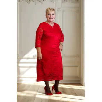 Dámské šaty LARA Společenské šaty ALIVE Barva: Červená, Velikost: 54