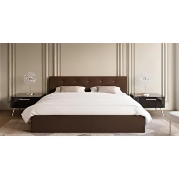 Postel Čalouněná postel CRYSTAL hnědá 140x200 s dřevěným roštem