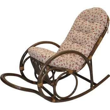 Nábytek Axin Trading s.r.o. Ratanové houpací křeslo Jenaira hnědé polstr motiv růžičky