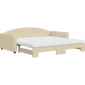 Pohovka Krémová rozkládací pohovka s funkcí spaní 223 x 110 x 75 cm