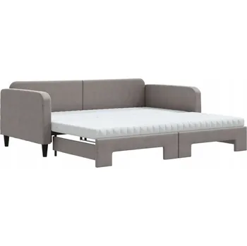 Pohovka Rozkládací lehátko-pohovka taupe 223 x 110 x 75 cm, 2 pěnové matrace