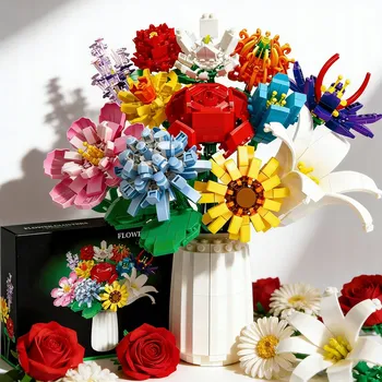 ostatní stavebnice STAVEBNICE VELKÁ KYTICE KVĚTIN 12 RŮZNÝCH KVĚTŮ SADA 1064 DÍLŮ