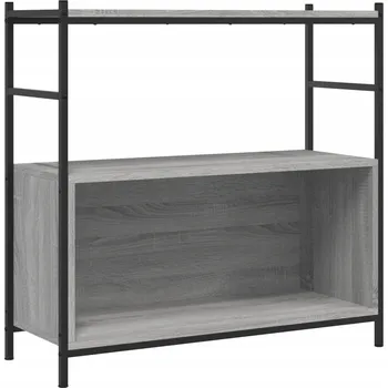 Knihovna Knihovna v industriálním stylu ze dřeva a kovu, Šedý dub Sonoma, 80 cm