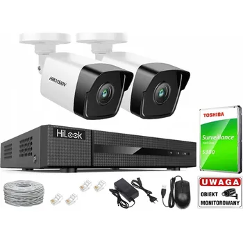 IP kamera IP PoE Monitorovací Set: 2 Kamery Hikvision 4MPx IR30m, 4kanálový PoE Rekordér HiLook
