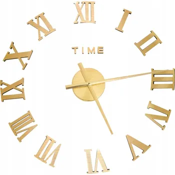Hodiny 3D nástěnné hodiny, moderní design, zlaté, 100 cm, XXL