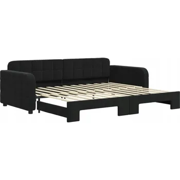 Pohovka Rozkládací lenoška/pohovka černá sametová 224 x 100 x 71 cm