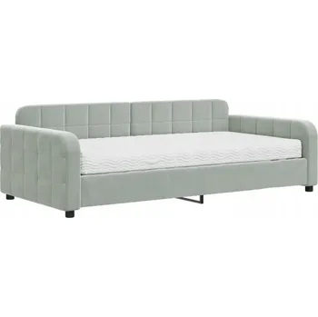 Pohovka Světle šedá pohovka s matrací 223 x 110 x 71 cm