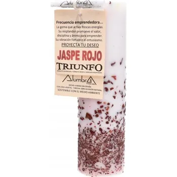 Svíčka Ručně vyráběná rituální svíčka s červeným jaspisem - UZEMNĚNÍ