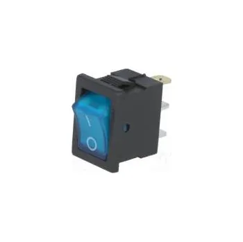 vypínač a zásuvka ROCKER SPST pol 2 OFF-ON 3A/250VAC modrá doutnavka 35mΩ