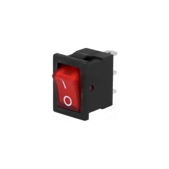 vypínač ROCKER SPST pol 2 OFF-ON 3A/250VAC červená doutnavka 35mΩ