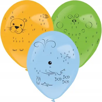 Balónek Balónek s čísly a zvířátky, 3dílný peříčkový balónek, 35,5 cm