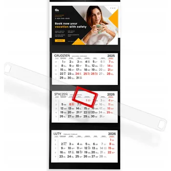 Obraz Třídílný kalendář ČERNÝ nástěnný s vlastní fotografií PREMIUM - 3 jazyky