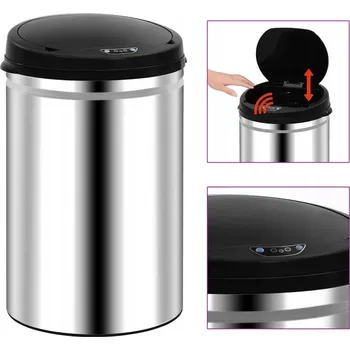 Odpadkový koš Automatický odpadkový koš 30L stříbrný se senzorem, 30,5 x 51,5 cm