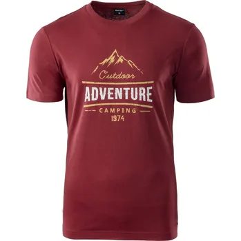 Pánská móda Pánské Tričko s krátkým rukávem HI-TEC CLOR 75158-POMEGRANATE – Vínová XL