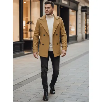 Pánský kabát Pánský dvouřadý kabát CX0421 Barva: Světle Hnědá, Velikost: M