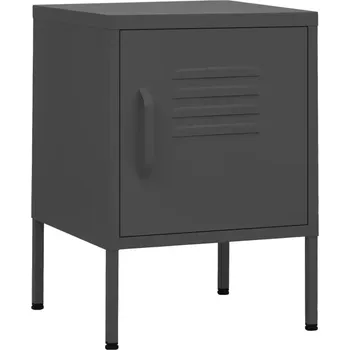 Noční stolek Noční stolek antracitový ocelový 35 x 35 x 51 cm s poličkou a zámkem