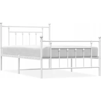 Postel Bílý kovový rám postele 207 x 112 x 97 cm s čelem a nožní deskou