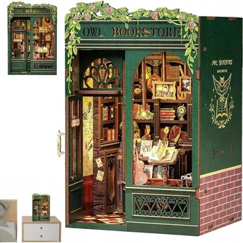 Domeček pro panenku Miniaturní DIY domeček - Sova Bookstore | Book Nook | Puzzle Cutebee