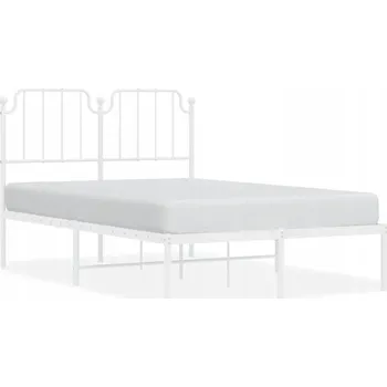Postel Bílý kovový rám postele 196x125x102 cm s úložným prostorem