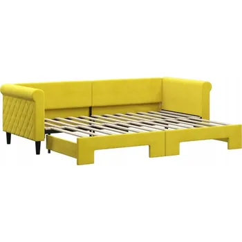 Pohovka Rozkládací lehátko-pohovka žlutá 229 x 90 x 68 cm, samet, kov, dřevo