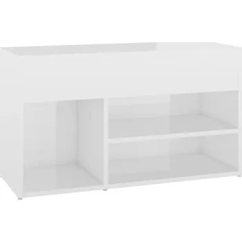 Botník Lavice na boty s policemi a úložným prostorem, bílý lesk, 80x30x45 cm
