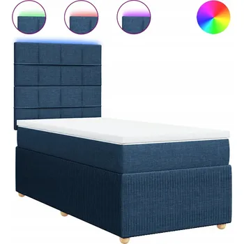 Postel Kontinentální postel s LED, modrá, 200x90x140,5/150,5 cm
