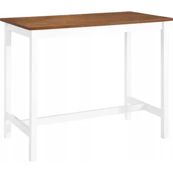 Jídelní stůl Barový stůl z MDF a masivního dřeva, hnědý a bílý, 108x60x91 cm