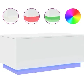 Konferenční stolek Bílý konferenční stolek s RGB LED osvětlením, 90 x 50 x 40 cm