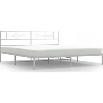 Postel Bílý kovový rám postele 207 x 198 x 90 cm s úložným prostorem