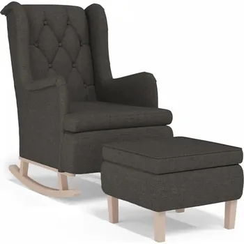 Křeslo Houpací křeslo s podnožkou, tmavě šedá látka, 65x91x100 cm