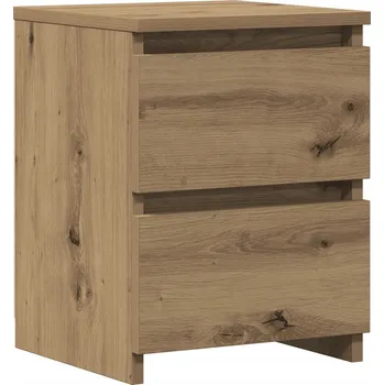 Noční stolek Noční stolek industriální, dubový, 30x30x40 cm, se 2 zásuvkami