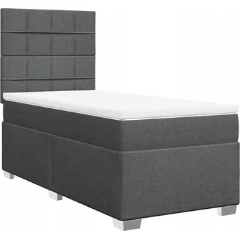 Postel Kontinentální postel 200 x 100 x 140,5/150,5 cm, tmavě šedá, s matrací a